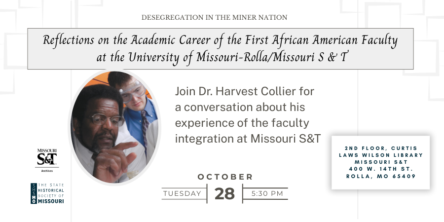Image of promotion slide for Archives Month speaker Dr. Harvest Collier
