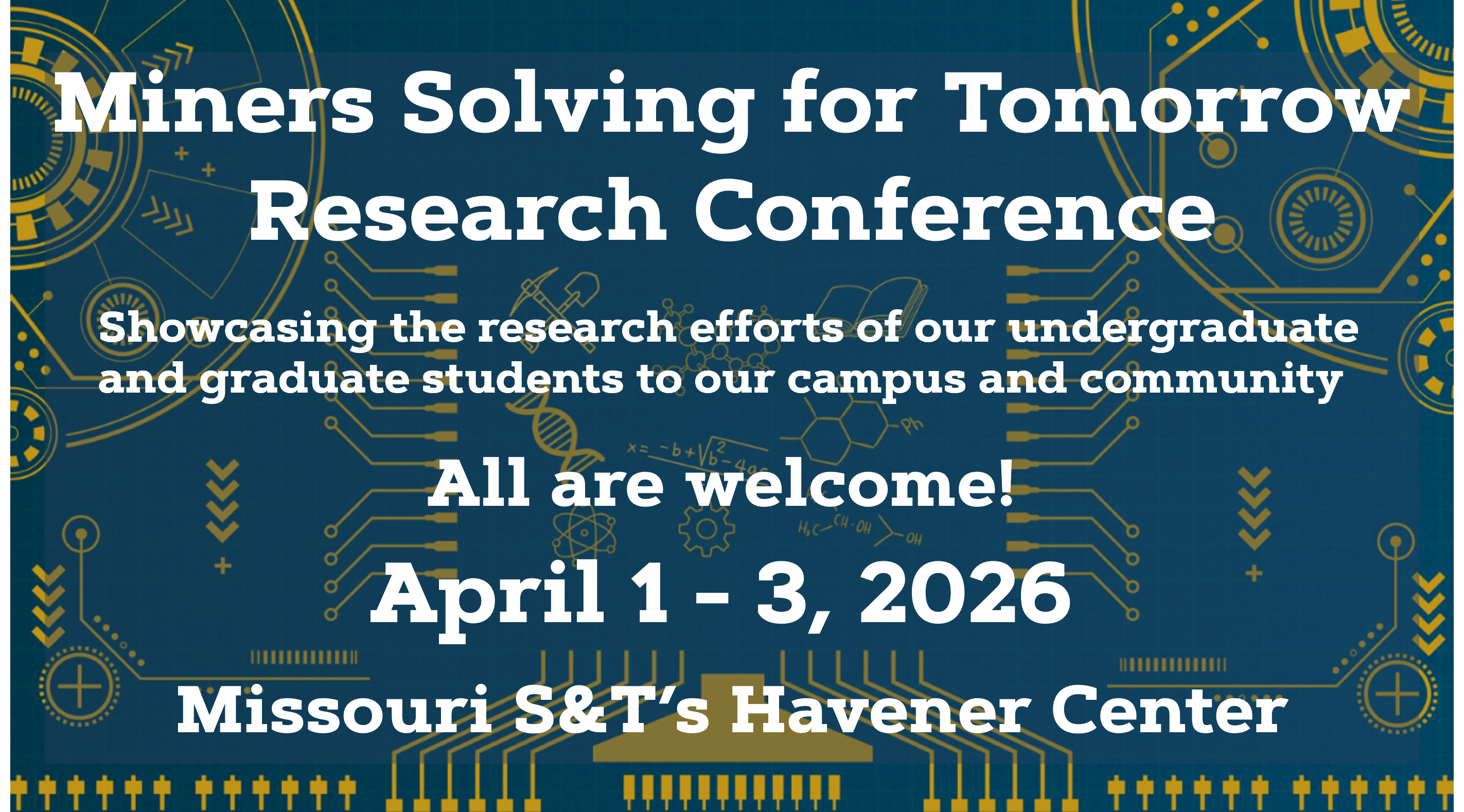 A blue background with a gold circuitry. In white text, 